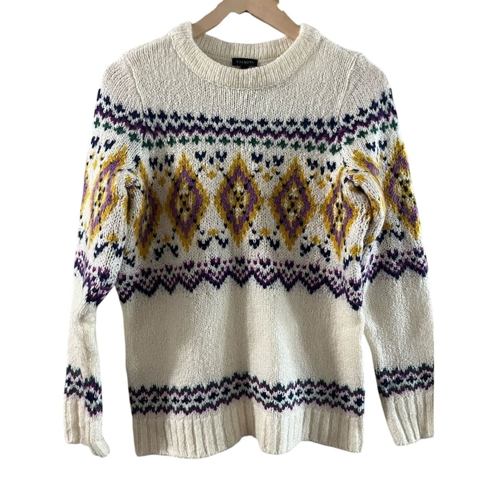 Talbots Women's SZ Small Argle Wool Blend Sweater Nordic Winter Festive GUC